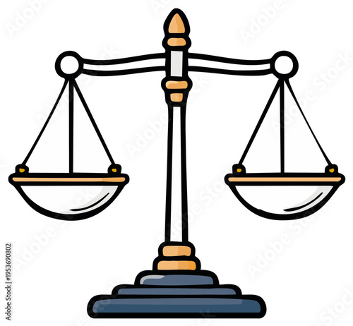 Illustration of Balance Scales Representing Justice Law and Legal Matters in Simple Cartoon Style