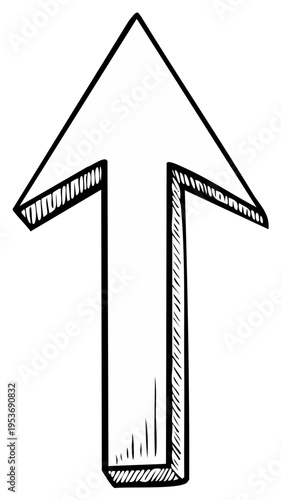 Sketchy arrow pointing upwards, hand-drawn direction for goals, aims and ambitions
