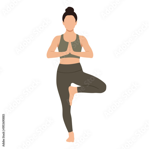 Vector illustration of woman in tree pose yoga