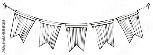 Festive Hand-Drawn Bunting with Triangle Flags for Celebration and Decoration