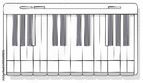 Cartoon Keyboard Keys Hand Drawn Musical Instrument Illustration Music Synthesizer
