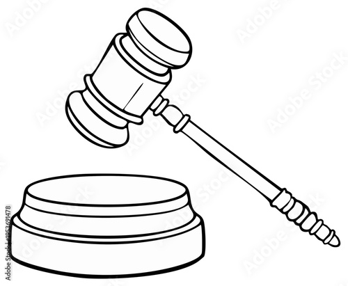 Cartoon Gavel and Sound Block, Law and Justice Symbol, Legal Concept