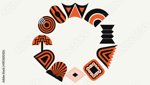 The image features a collection of 12 different geometric shapes, each with a unique design. The sh (vector)