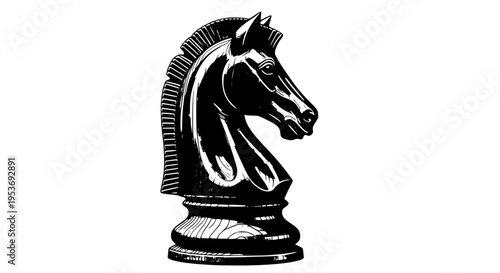 Handcrafted wooden chess knight vector, horse head piece isolated for board game and strategy themes