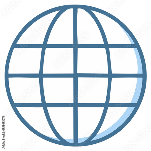 Simple blue globe icon depicting worldwide network and internet connectivity for global technology solutions