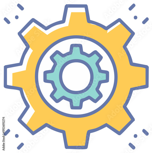 Vibrant dual gear arrangement representing settings, adjustments, and mechanisms