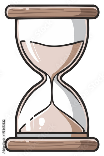 Stylized hourglass with sand flowing through symbolizing time measurement