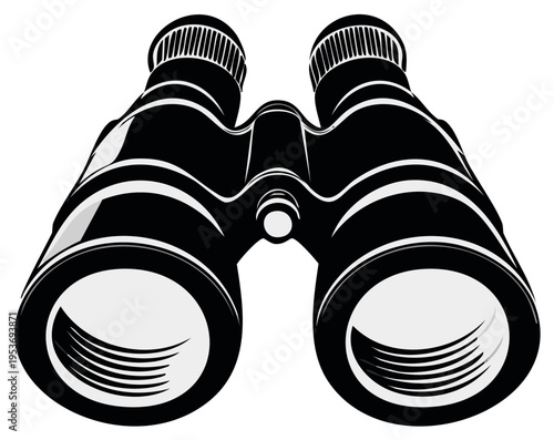 Black Binoculars Focused Forward for Observation and Exploration
