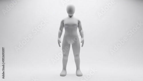 3D Render of a Generic Humanoid Mannequin Standing Still.