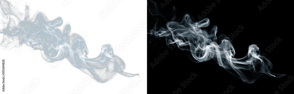Obraz premium Smooth curved smoke isolated on split background