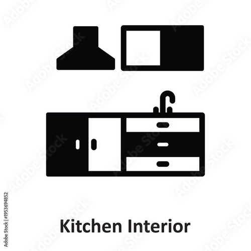 Kitchen Interior Vector icon which can easily modify or edit