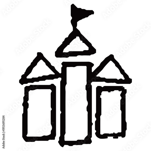 幼稚園の建物・ホームアイコン 幼稚園HPのためのベクターラインアイコン