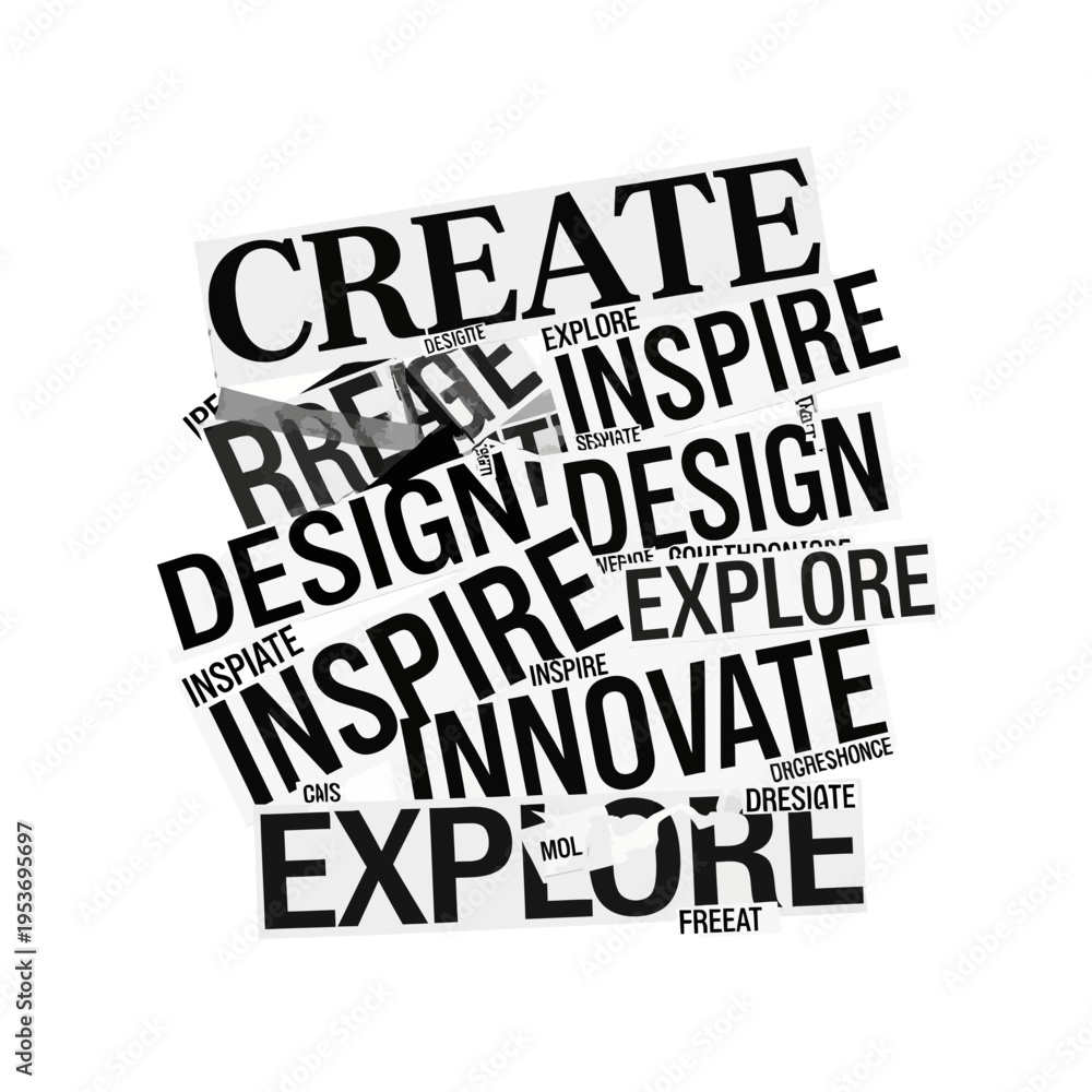 Fototapeta premium typographic collage with inspiring words on white background
