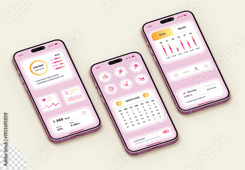 Multi Screen Phone Ui Ux App Web Social Media Post and Stories Feed Mockup