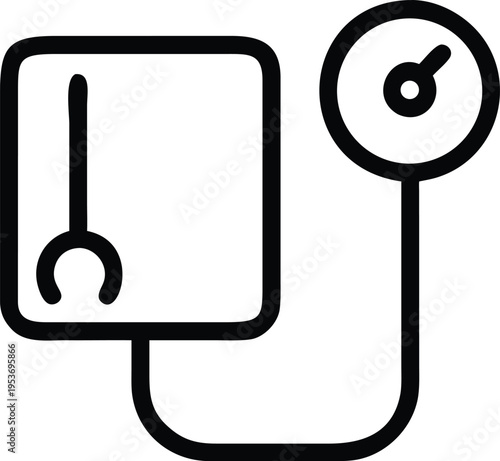 Blood Pressure Cuff Icon With Crescent sphygmomanometer