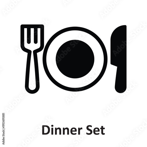 Dinner Set Vector icon which can easily modify or edit