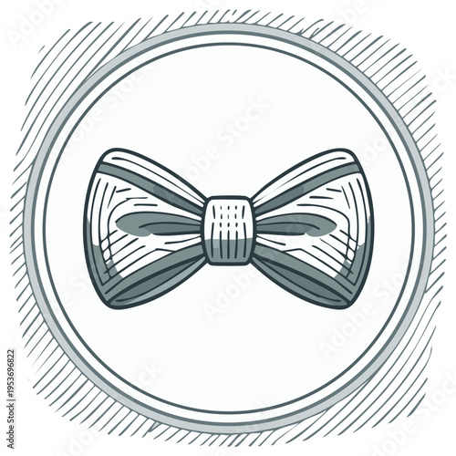 Elegant Hand Drawn Bow Tie Accessory in Circular Frame Artistic Sketch