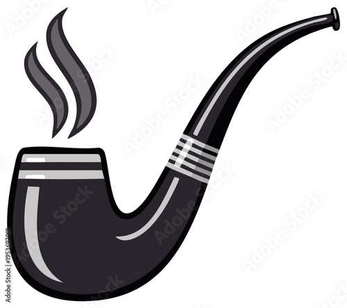 Smoking pipe illustration with stylized smoke element