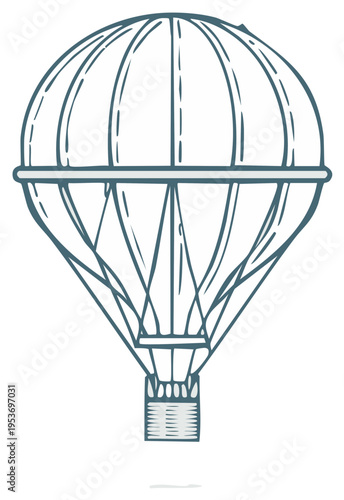 Elegant line drawing of a hot air balloon ascending with a basket for passengers