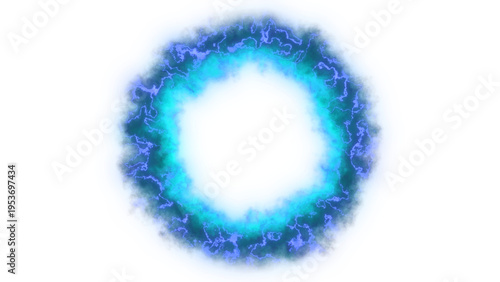 Abstract Blue LED Portal Vortex Isolated on White Background, Futuristic Sci-Fi Energy Gateway