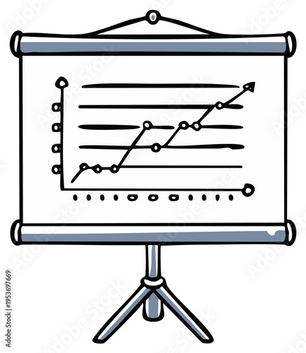 Hand-drawn flipchart with graph showing upward trend in performance and business metrics illustration