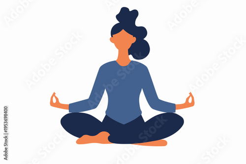 Meditating female in lotus pose illustration