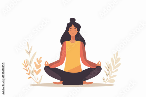 Young asian female practicing meditation yoga outdoors with peaceful expression