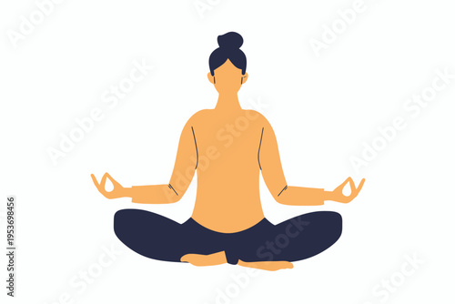 Asian female adult practicing yoga in seated meditation pose