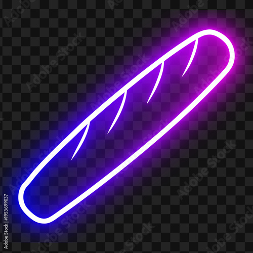 Neon Baguette Bakery Food Illustration
