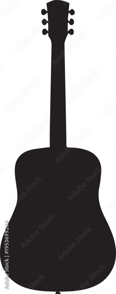 Obraz premium Minimalist Acoustic Guitar Silhouette Full Body Shape Clean Black Design