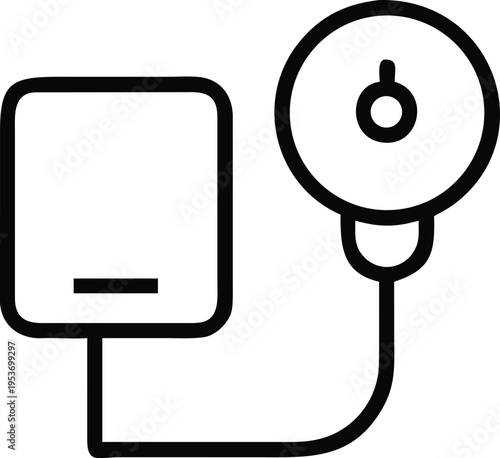 Blood pressure monitor icon with gauge sphygmomanometer