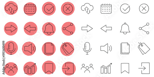 Hand-drawn cartoon and doodle set of universal icons on a white background.