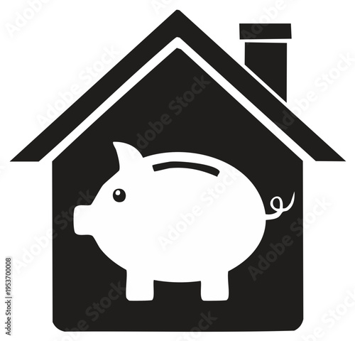 Home savings piggy bank icon representing financial security and real estate investment