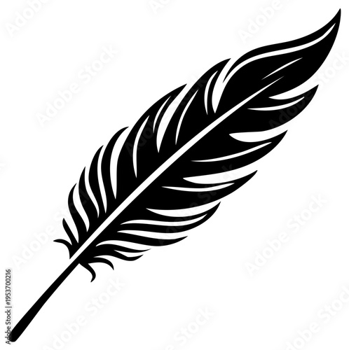 Elegant black feather plume illustration depicting lightness writing freedom and creative inspiration