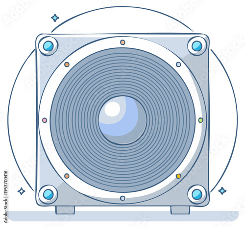 Modern flat design audio speaker with sound waves vector illustration.