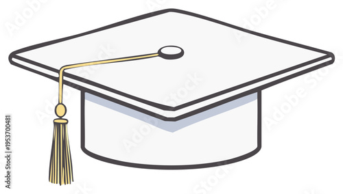 Cartoon Graduation Cap with Tassel - School, University, College Commencement