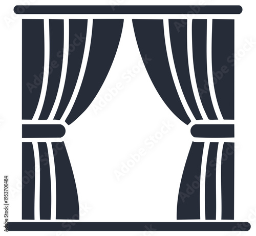 Elegant curtains stylized as a simple vector illustration for graphic designs.