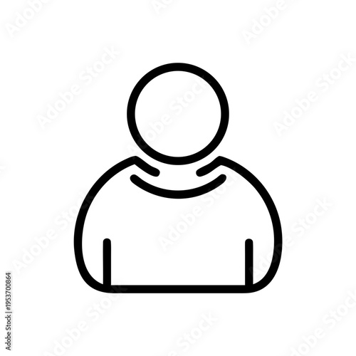 A simple line art illustration of a person icon in black and white