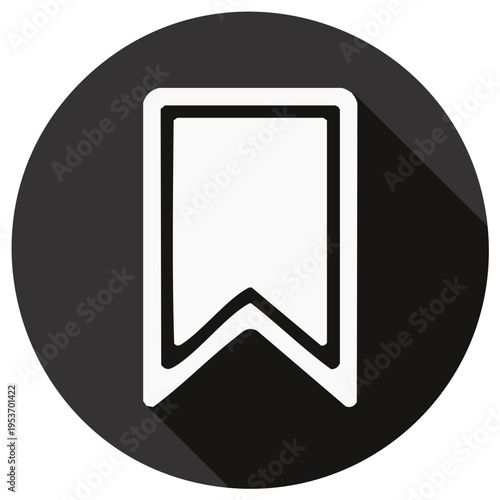 Simple bookmark icon symbol representing saving or favoriting digital content with a long shadow