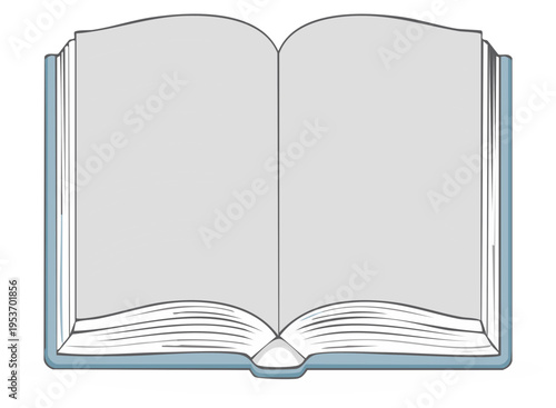 Open Book Illustration with Blank Pages for Writing and Reading Content