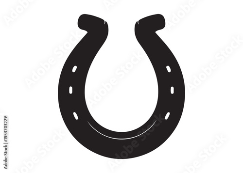 horseshoe logo silhouette vector, lucky iron horseshoes silhouette vector illustration, blacksmith horseshoe logo, horse footwear logo silhouette design on white background