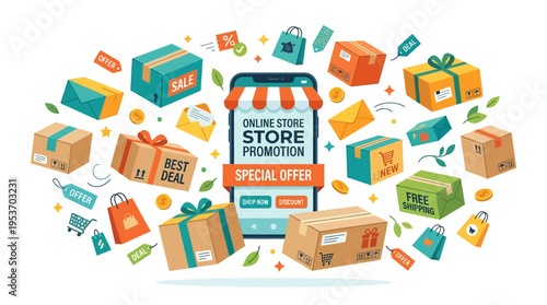 Online Store Promotion Featuring Gifts and Packages