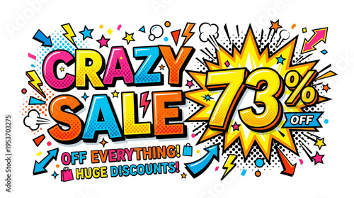 Crazy Sale Advertisement with 73% Off Discount
