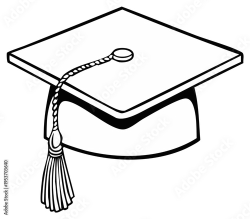 Academic graduation mortarboard hat with tassel vector illustration for commencement ceremony and educational achievement