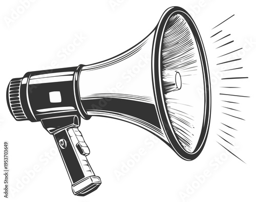 Vintage Handheld Megaphone Illustration Emitting Sound Waves