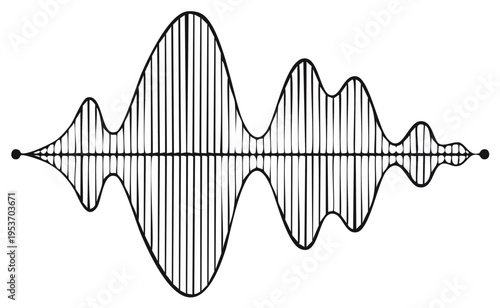 Abstract Sound Waveform Illustration, Black and White, Graphic Design