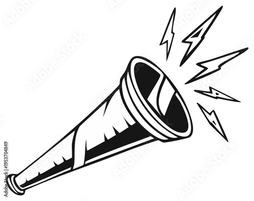 Vector illustration of a megaphone with lightning bolts on the side, perfect for announcements and news