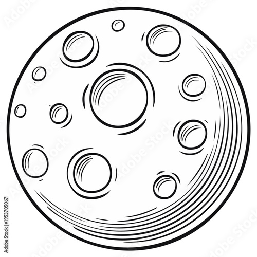 Monochrome Moon Surface Engraving Featuring Craters and Shading
