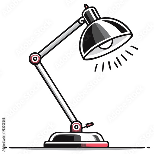 Adjustable Silver and Black Desk Lamp Emitting Bright Light