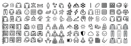 Clothing icons with shirt pants sweater outline
